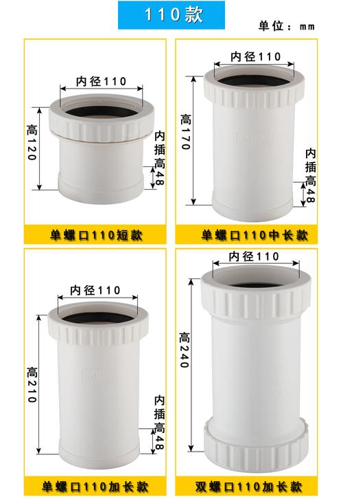 定做50/75/110/160pvc下排水管加长伸缩节直接无台阶快速抢修接头配件