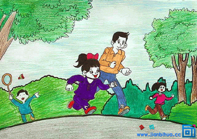 小朋友晨练简笔画 第1页