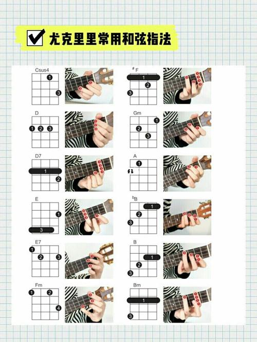 尤克里里新手入门宝典/和弦图&节奏型整理_尤克里里_演奏_娱乐