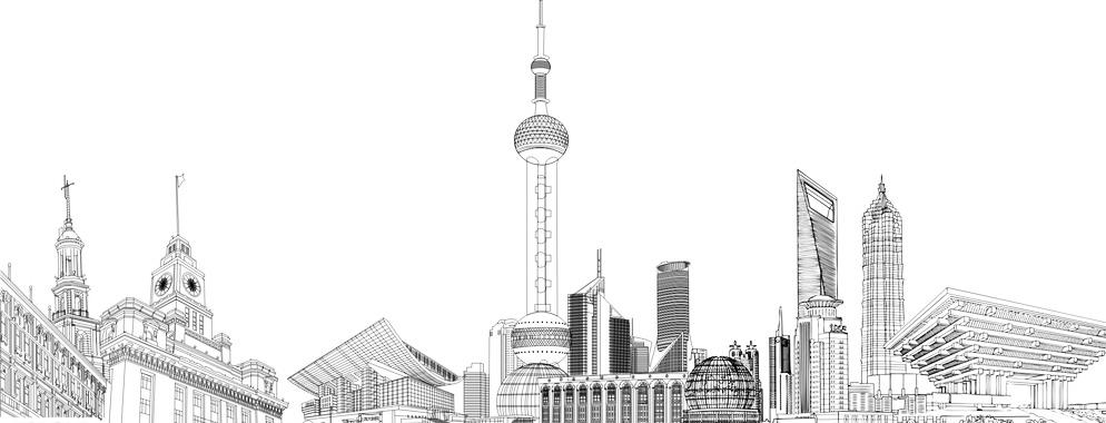 上海城市线稿图片