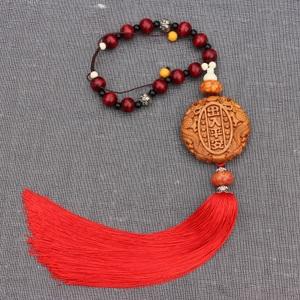 汽车挂件平安车内挂失车载饰品简单辟邪桃木车上挂饰男士高档大气