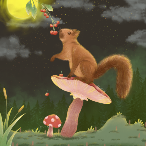 小场景小松鼠_柒夏1205__插画师作品_涂鸦王国gracg.