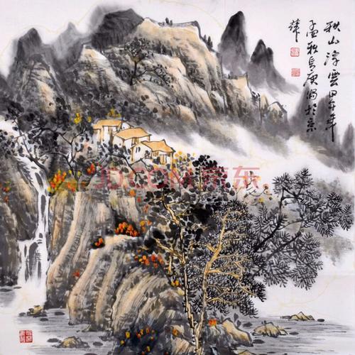 中国美协会员刘长庚《秋山浮云》