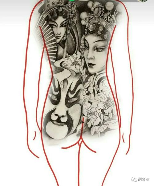 纹身手稿花旦纹身花旦素材手稿满背花旦精选图稿纹身图案344
