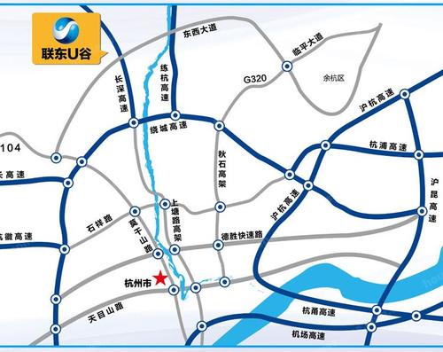 联东u谷杭州北部产业园楼盘位置及周边高清实景地图_配套地图_杭州