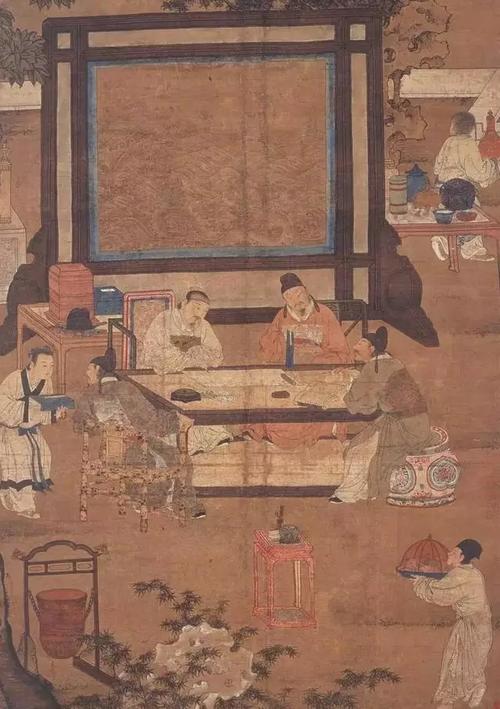 明 杜堇 十八学士图屏之书明 杜堇 十八学士图屏之画史载宋高宗"陶冶