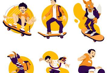 滑板人物矢量图片