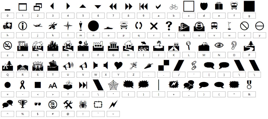 webdings字体,wingdings字体对照表,用css3绘制的各种