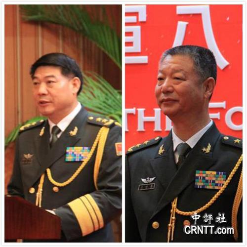 左:解放军驻港部队司令员谭本宏;右:解放军驻港部队政委岳世鑫(中评社