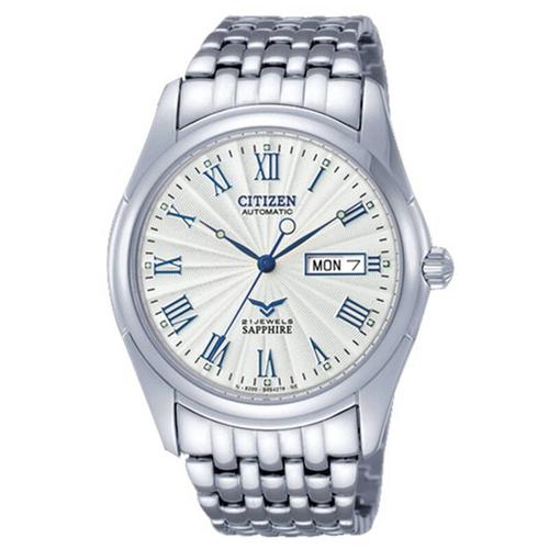 西铁城citizen男表机械手表白表盘罗马数字时尚商务男士手表nh824057a