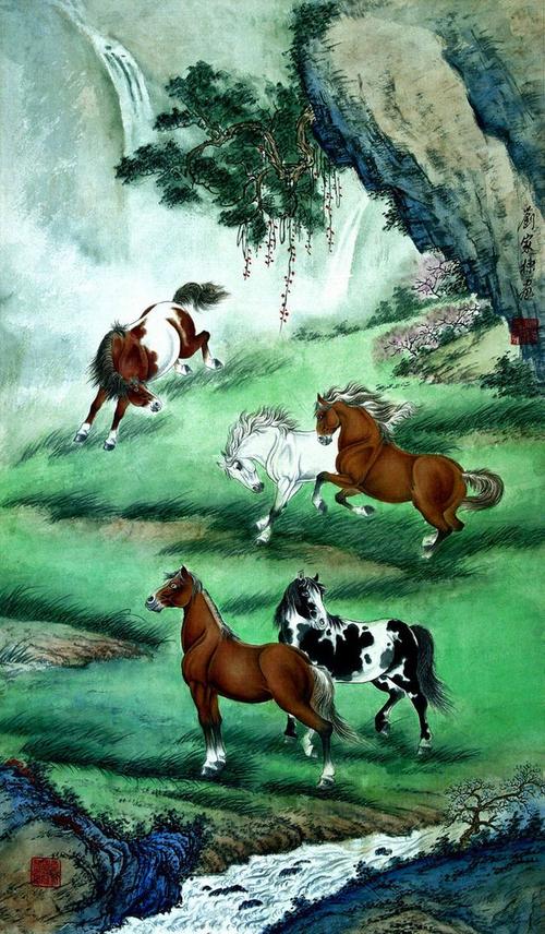 画家刘家栋工笔画—骏马图