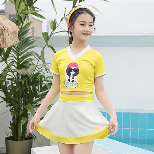 初中女生保守游泳衣分体儿童10-13岁女孩中大童少女裙