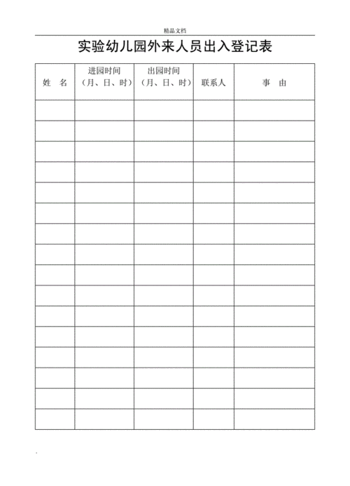 幼儿园外来人员出入登记表doc3页