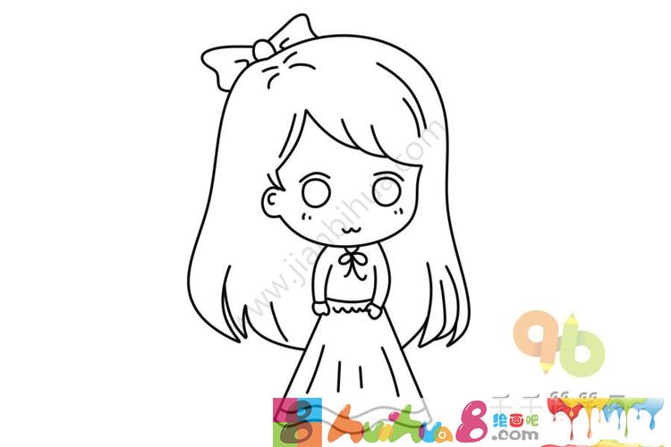 小女孩简笔画 穿着漂亮的公主裙