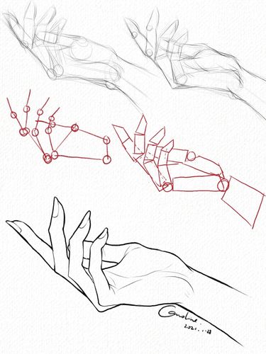 手部线稿速写/结构示范,含步骤图_手部_线稿_速写_手绘_知识_艺术