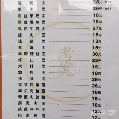 考究浇头面馆菜单图片-北京小吃快餐-大众点评网