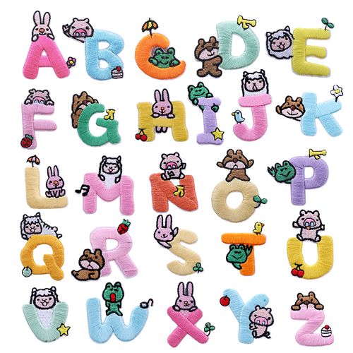 26个英文字母刺绣贴儿童毛衣补丁贴diy时尚装饰布贴裤子洞修补贴