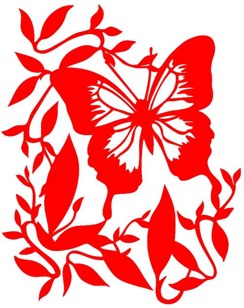 窗花贴纸fa85蝴蝶剪纸花鸟动物喜庆玻璃装饰喜字