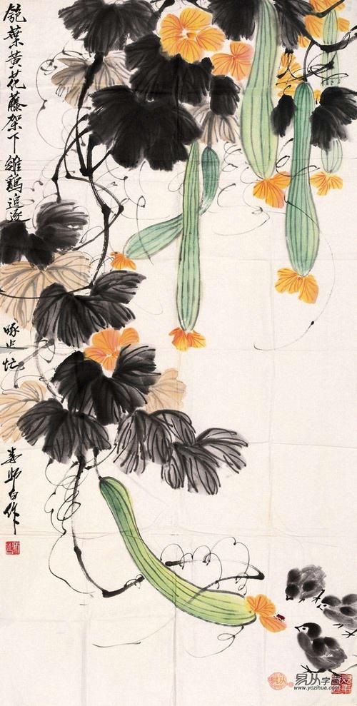 写意画丝瓜,紫藤参考资料