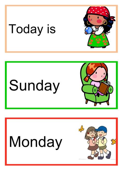 儿英语趣味卡片星期