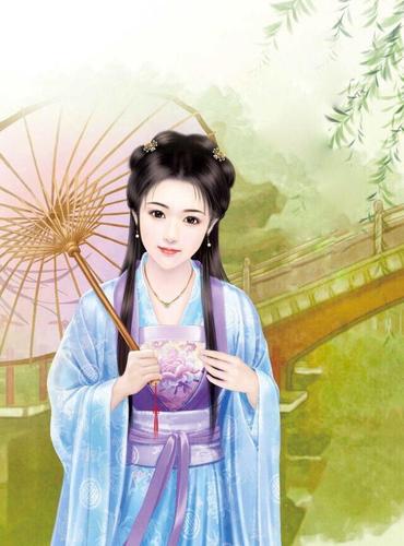 古风古典美人手绘 有花堪折直须折,莫待无花空折枝.