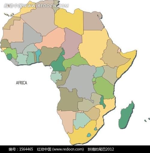 手绘非洲国家彩色地图设计图片