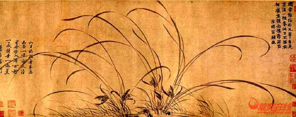 《墨兰图》卷,宋,赵孟坚作,纸本,淡墨