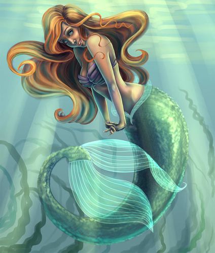 曼妙多姿的美人鱼插画欣赏