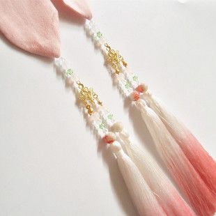 浣溪沙 豆蔻 原创古风汉服发带渐变流苏挂坠古装飘带头饰满包邮