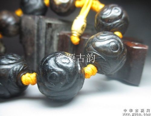 明代和田玉提油八卦珠子,古玉老玉提油珠子手链