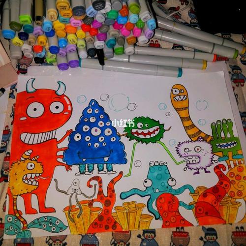 小怪物82儿童画合集_插画_上色_搞怪_手账_文化_绘画