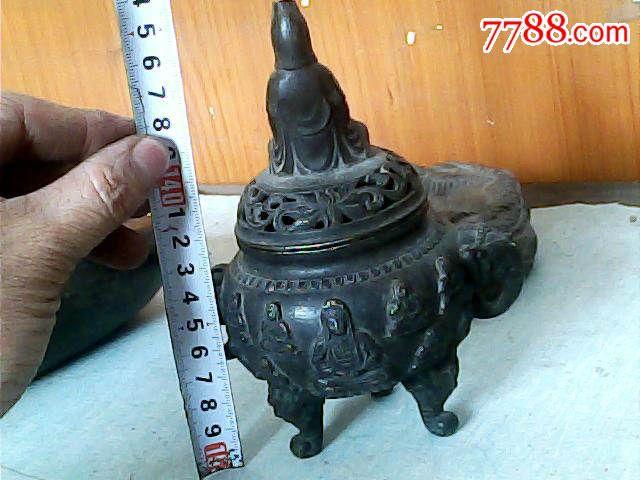 生活类;铜香炉【仿古】大明宣德年制款满工佛像兽耳大象_价格677.