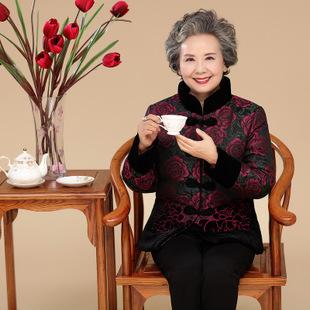 发财花奶奶冬装外套妈妈装棉衣服装中老年人女装棉服老人棉袄唐装
