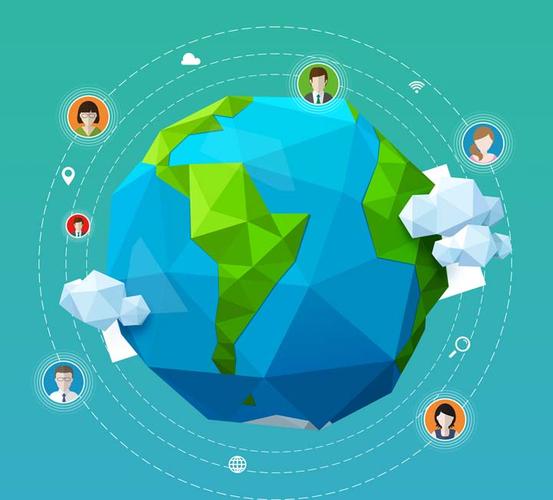 扁平化地球联系人示意图免抠素材【psd】