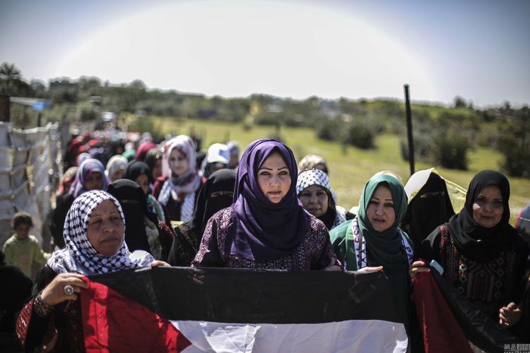 加沙巴勒斯坦女性组织国际妇女节游行