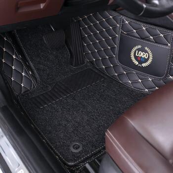 春洋汽车脚垫黑金色皮革黑色丝圏