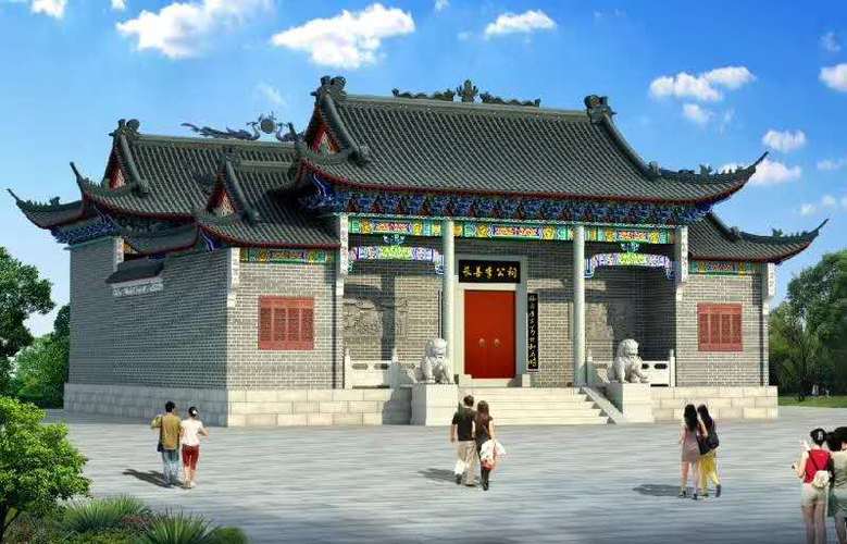 崇仁祠堂设计古韵园林景观农村祠堂设计效果图