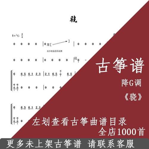 骁 古筝谱 曲谱 降g 电子版电子谱 乐器定制