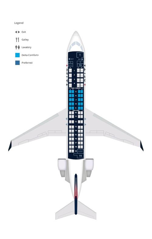 庞巴迪crj-900飞机座位地图,规格和服务设施:达美航空