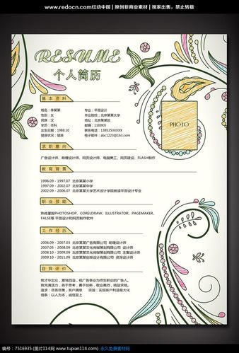 简历优秀模板(共4个)值得借鉴  页眉页脚 个   人   简   历 个人基本