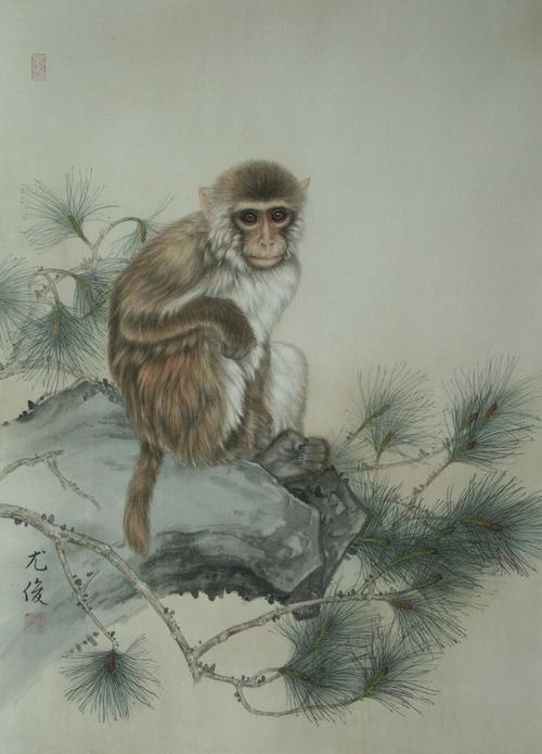 工笔画 猴