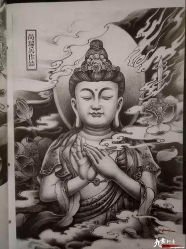 传统佛满背纹身手稿