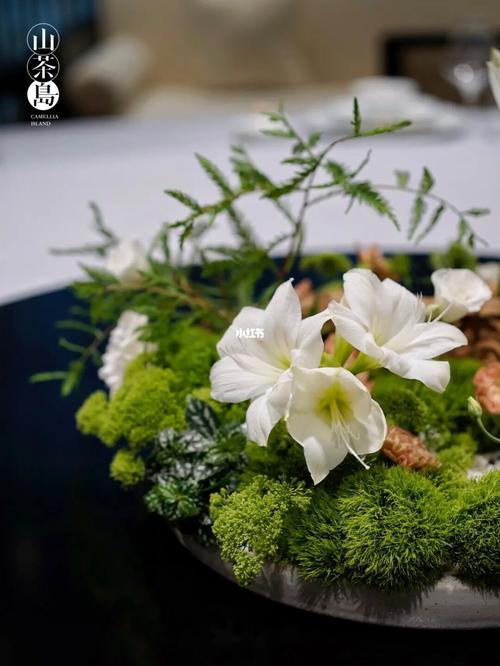 餐厅花艺|苔藓造景 新中式桌花设计_花艺_设计_餐厅_后怎么样_粤海