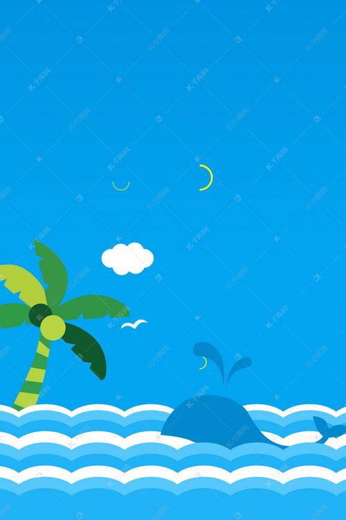 卡通海洋蓝色背景psd分层广告背景