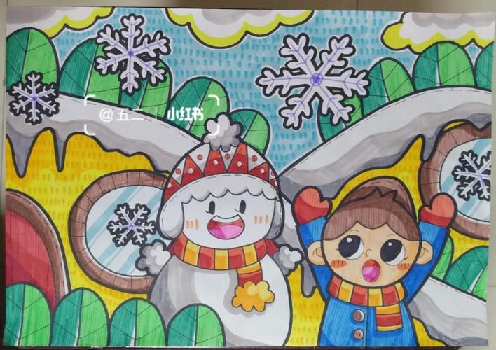 99day3『原创』冬天主题画:下雪啦!