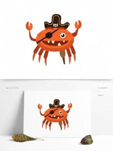 卡通风格海盗螃蟹可商用
