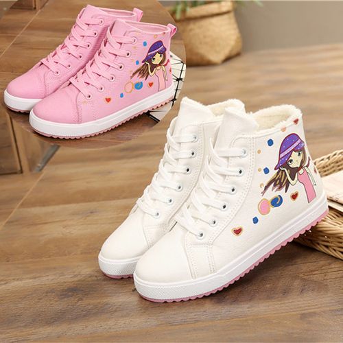 女孩子初中小学生帆布鞋女平底中大童布鞋女童鞋秋冬季韩版小白鞋