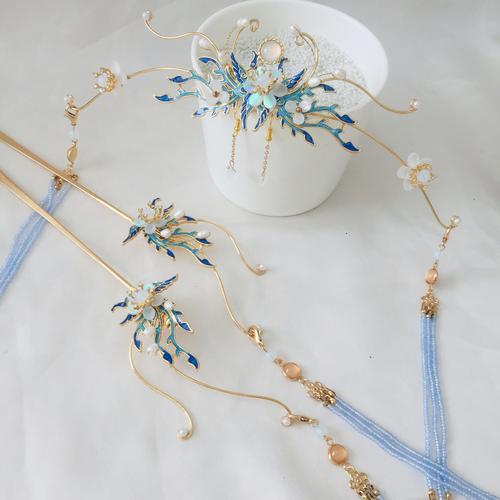 汉服头饰套装超仙流苏配饰发冠发簪发夹古风发饰hf435