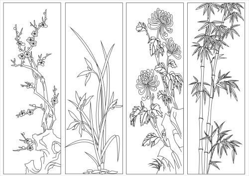 简笔画梅兰菊竹花