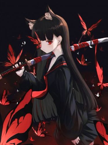 出单动漫古风拿剑女孩图